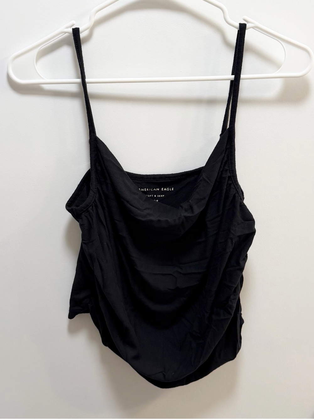 American Eagle Outfitters Black Cowl Neck Ruched Camisole tank top